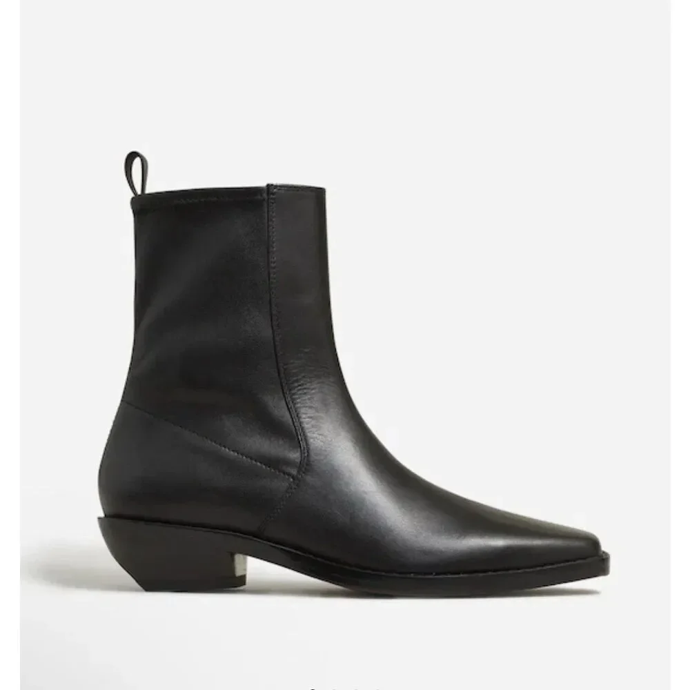 New  Madewell The Idris Black Leather Ankle Boot Women Size 9 Western Inspired - Picture 3 of 6